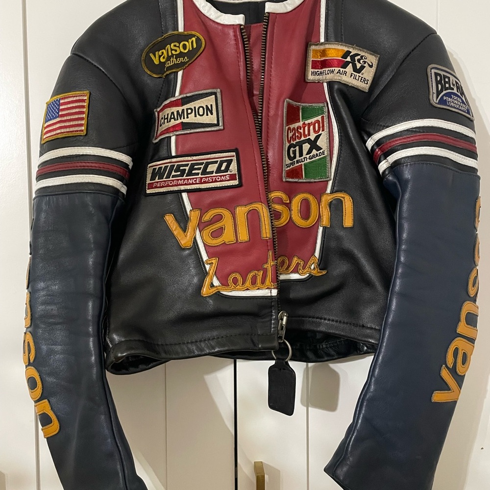Vanson One Star Leather Jacket with Racing Patches